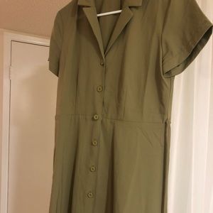 Everlane button down army green dress